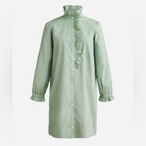JCrew Marble Green Cottage Shirtdress in Cotton Poplin